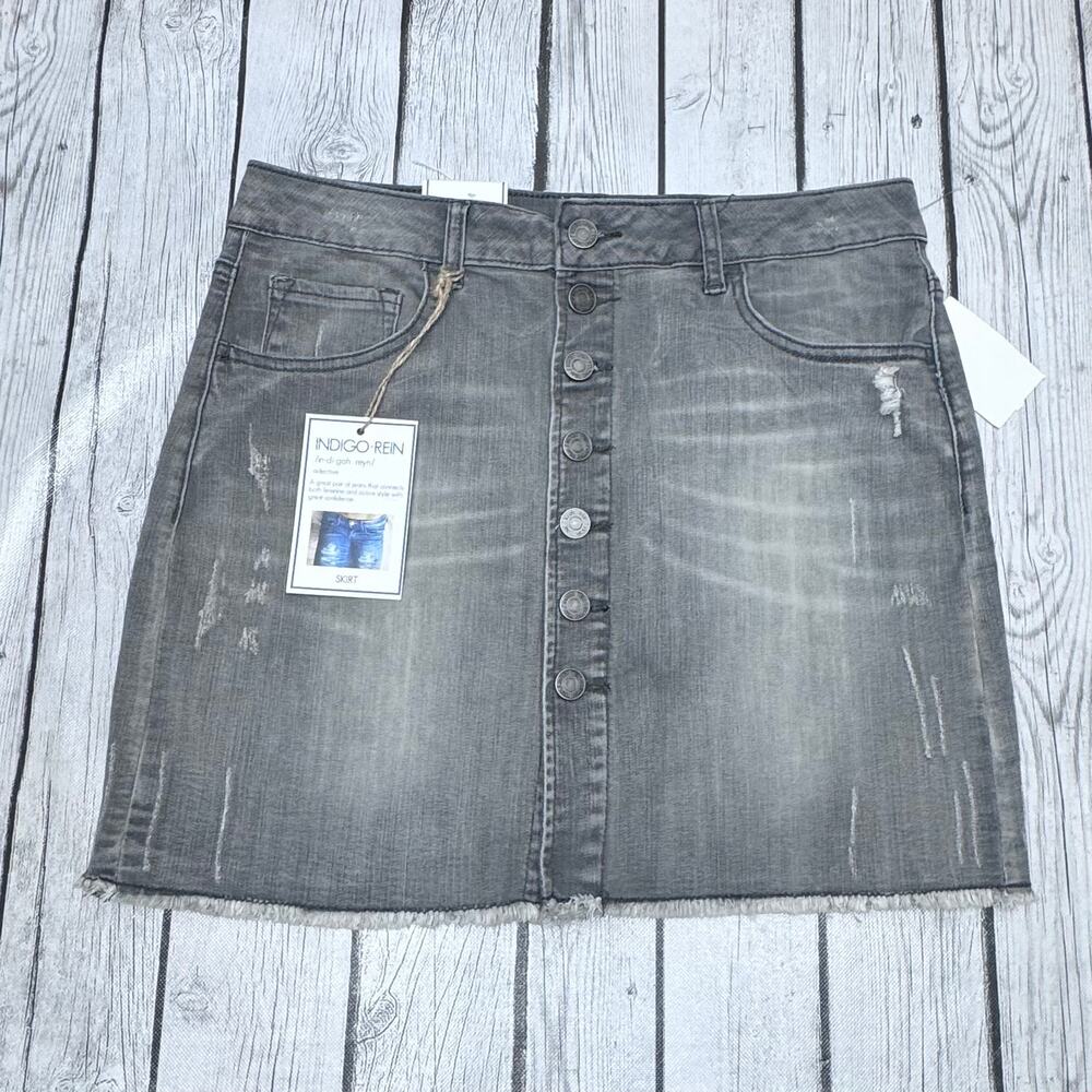 NWT Indigo Rein Grey Jean Skirt Size 9